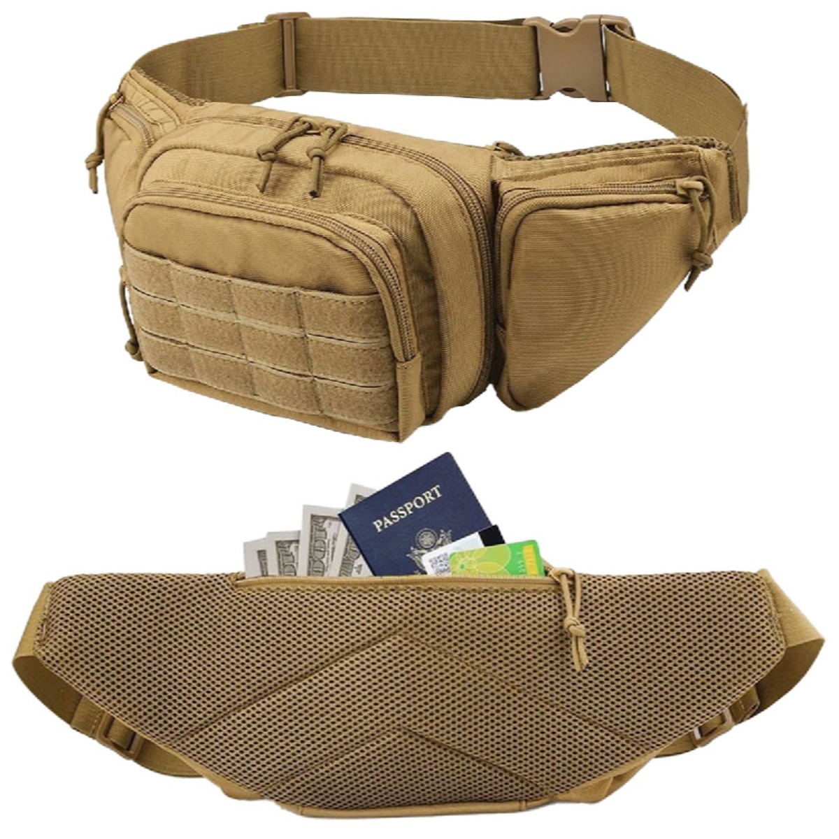 Edc Concealed Carry Fanny Pack - حقيبة خصر تكتيكية MOLLE للحمل المخفي،
