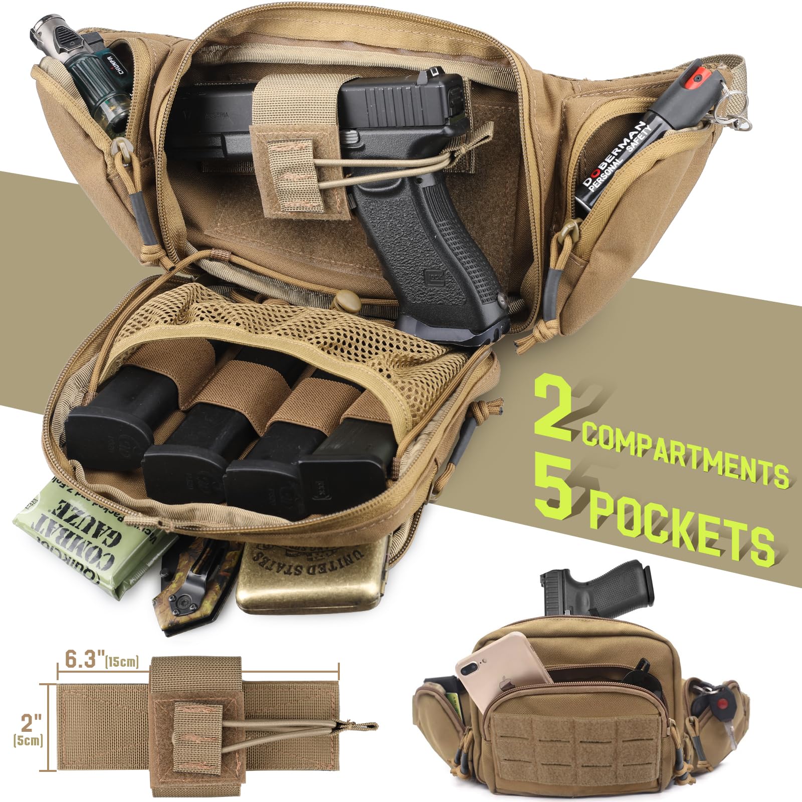 حقيبة خصر تكتيكية مخفية لحمل ا - مراجعة Edc Concealed Carry Fanny Pack وسعره
