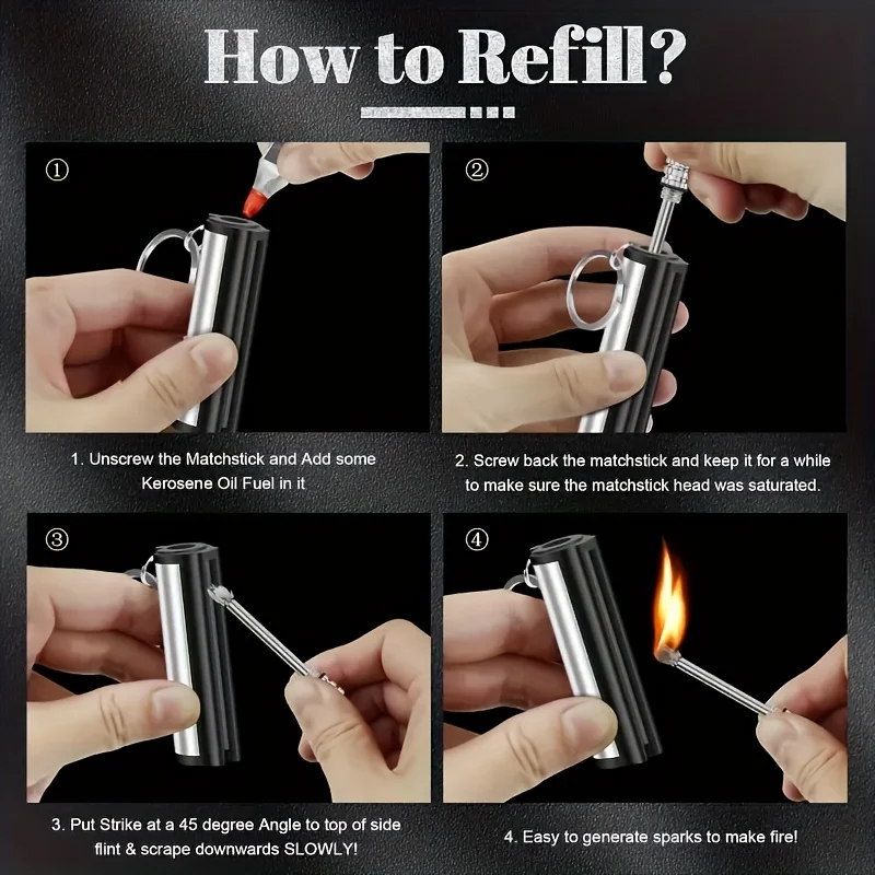 1-50 حزمة ولاعة مطابقة، ولاعة  - مراجعة Ferro Rod Striker وسعره